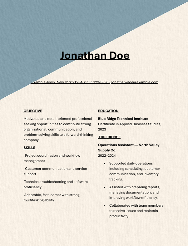 Dusty Blue Overlay resume template preview
