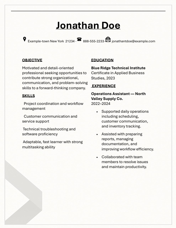 Executive Framework resume template preview