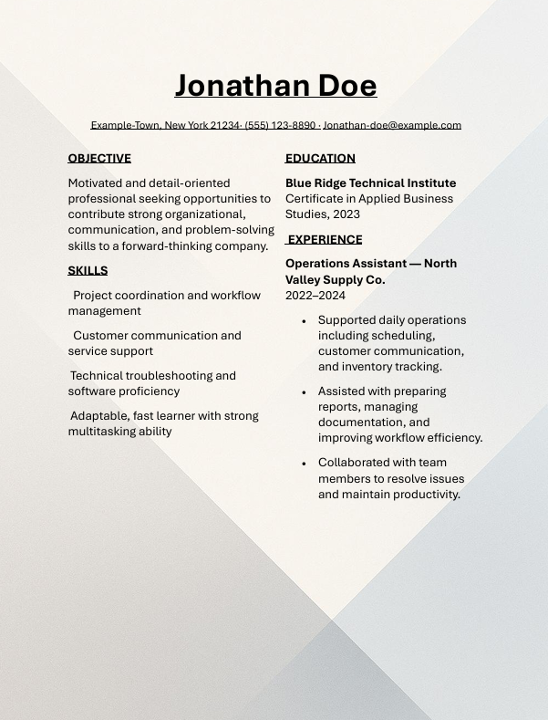 Frostline Prism resume template preview
